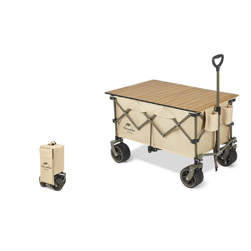 Combo xe kéo gấp gọn 4 chiều TC02 NatureHike NH20PJ005 kèm mặt bàn nhôm vân gỗ