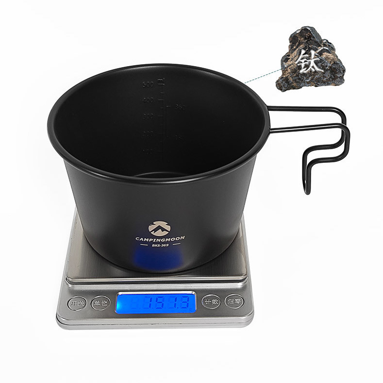 Bát cắm trại Sierra lớn sâu lòng thép không gỉ mạ titanium đen Campingmoon BKS-369