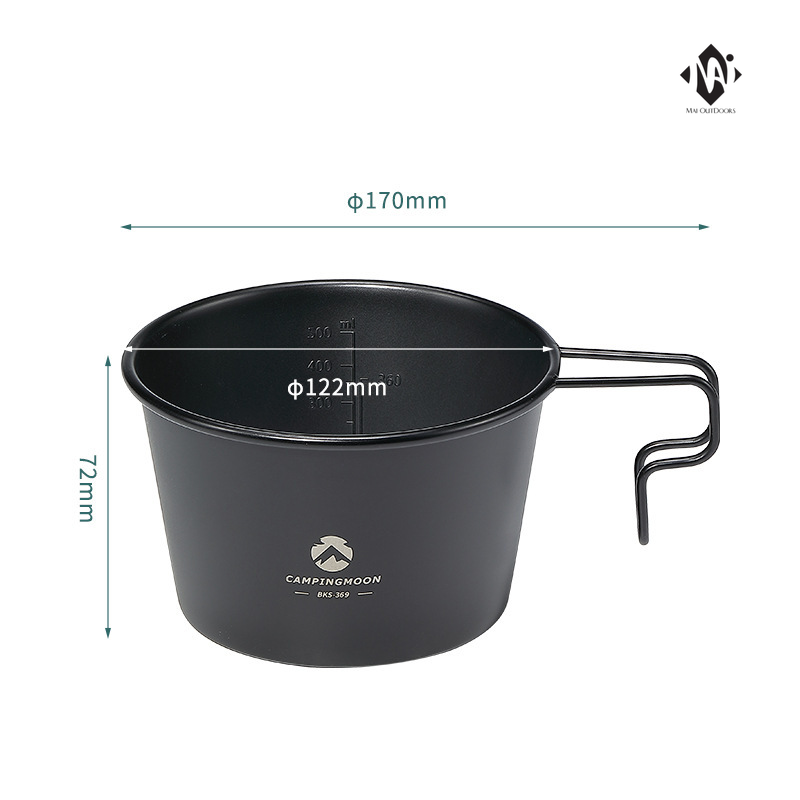 Bát cắm trại Sierra lớn sâu lòng thép không gỉ mạ titanium đen Campingmoon BKS-369