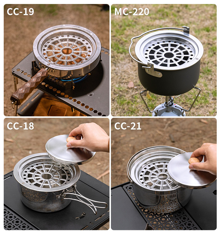 Nồi/ Xửng hấp cắm trại Sierra 2 tầng cỡ lớn Campingmoon S363-2S
