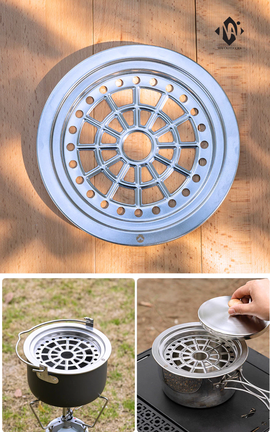 Nồi/ Xửng hấp cắm trại Sierra 2 tầng cỡ lớn Campingmoon S363-2S