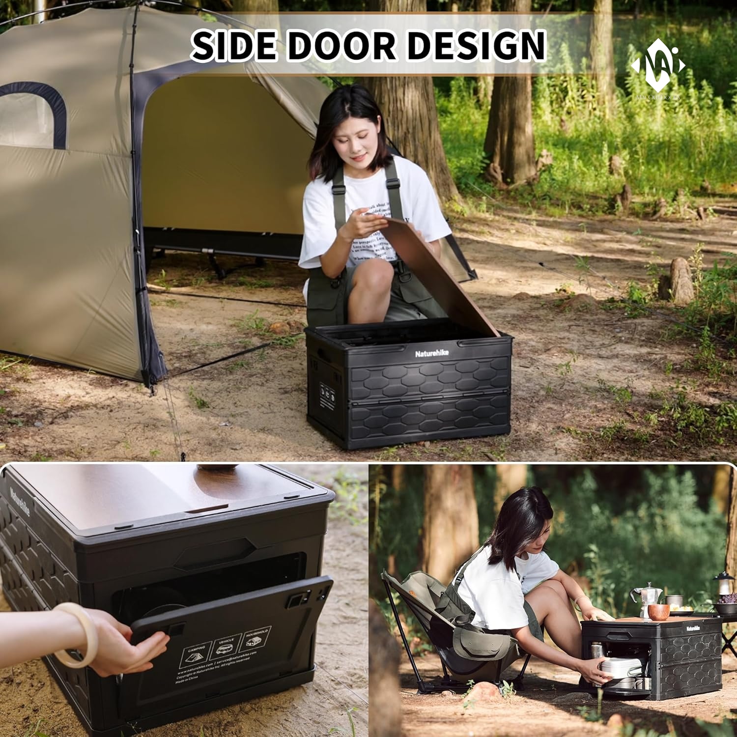 Bàn tích hợp thùng đựng đồ gấp gọn 50L Lispace NatureHike CNK2450XB018