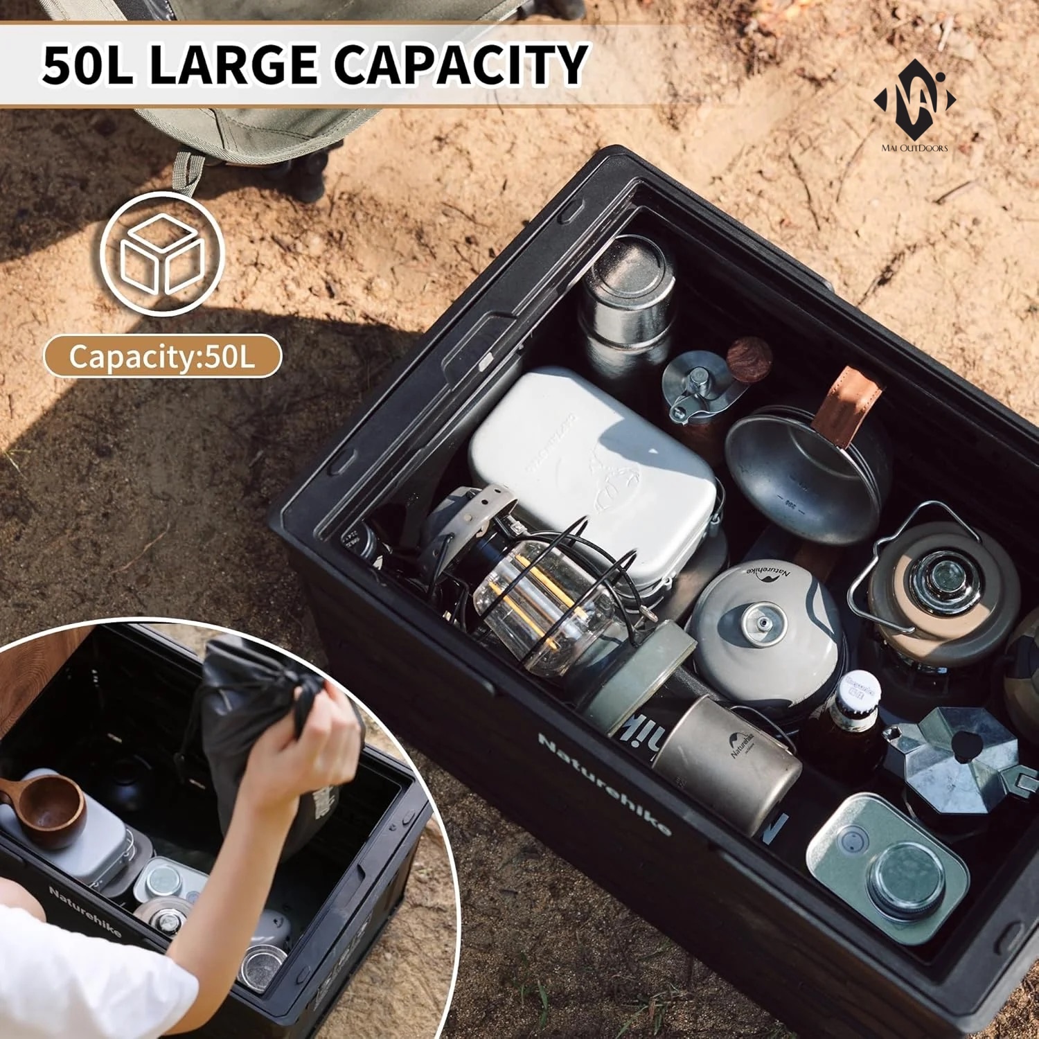 Bàn tích hợp thùng đựng đồ gấp gọn 50L Lispace NatureHike CNK2450XB018